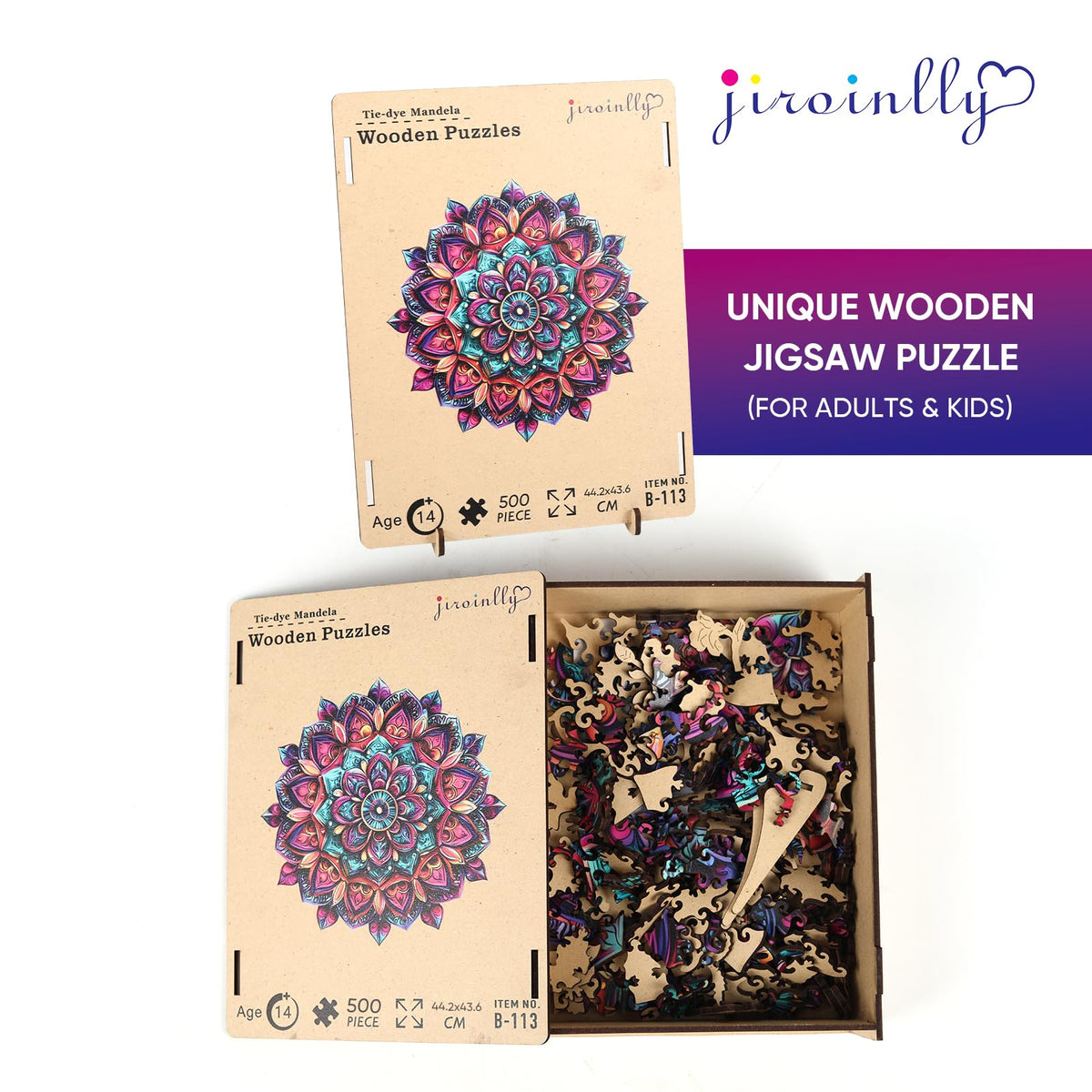Wooden Puzzles for Adult (500Pcs / Tie-dye Mandela)
