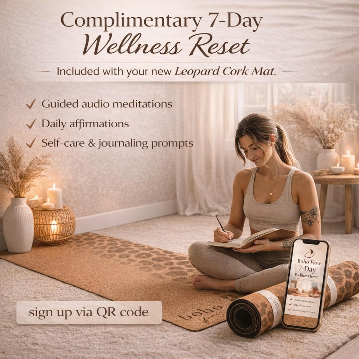 Aesthetic Cork Yoga Mat (Leopard Fade)