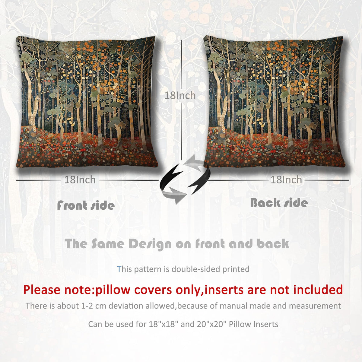 Art Nouveau Pillow Cover 18x18 (White-classical-01)