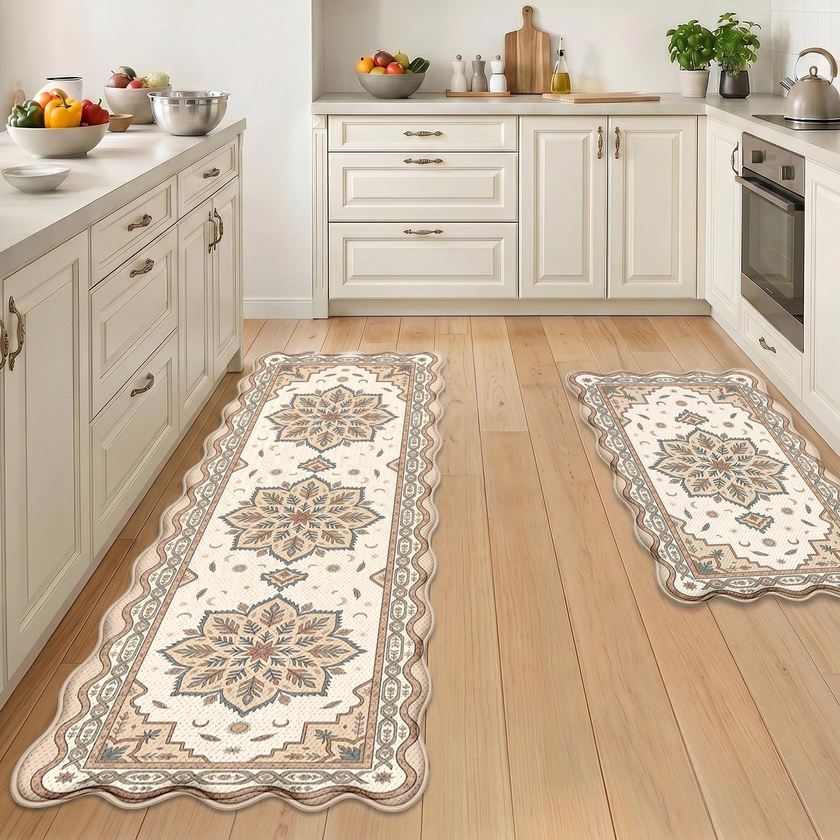 Anti Fatigue Kitchen Mats Set of 2 (Boho Mandala / 17.3''x29.9''+17.3''x47'')