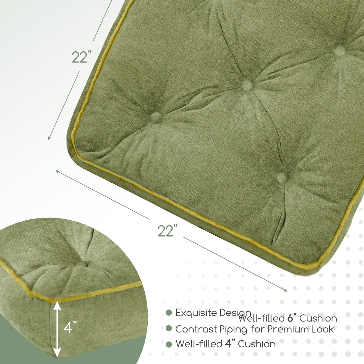 Large Floor Pillow Cushion for Adults (4" Thick(Pack of 1) / Square Green)