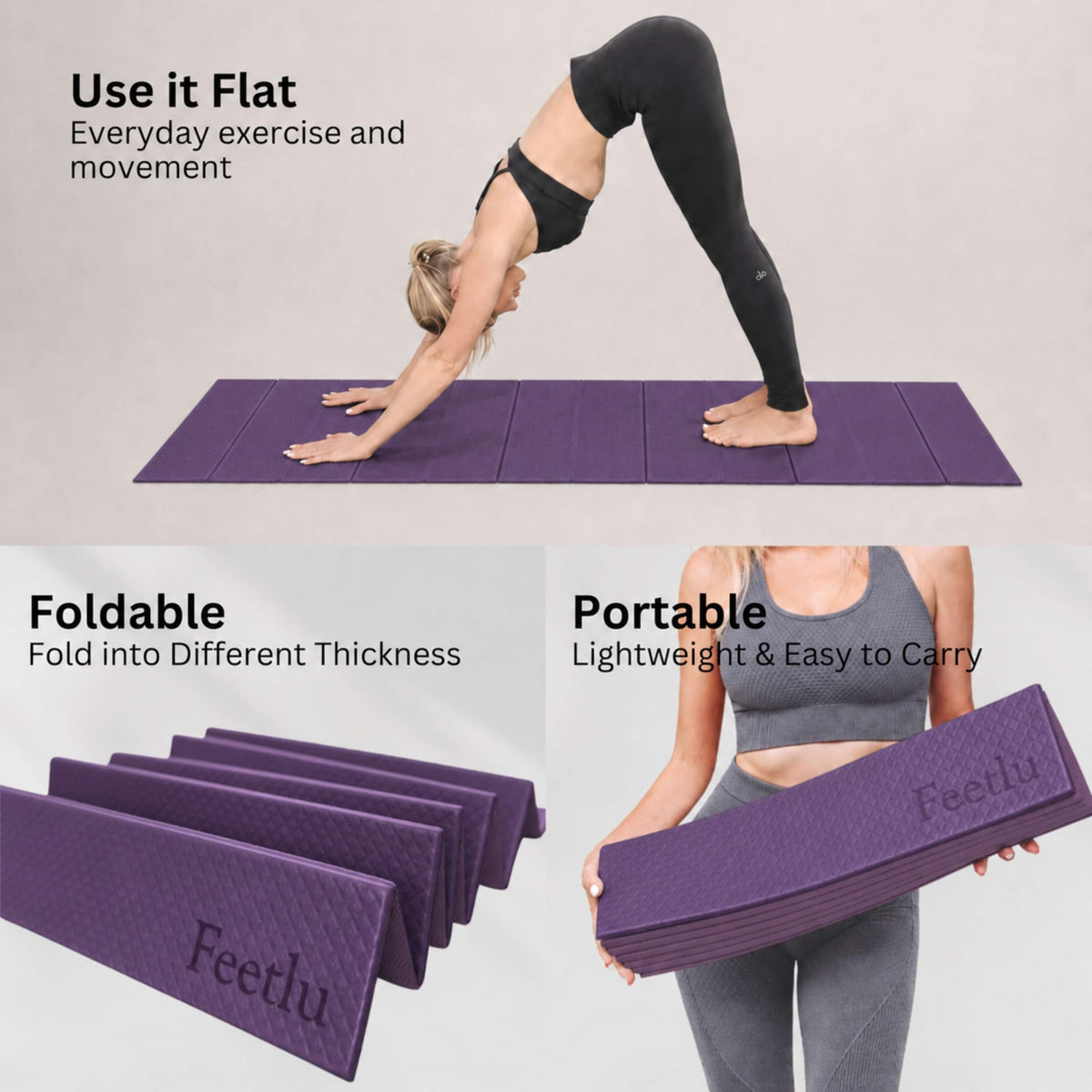 Original Foldable Yoga Mat (Concord Grape / 24" x 72" x 1/3")