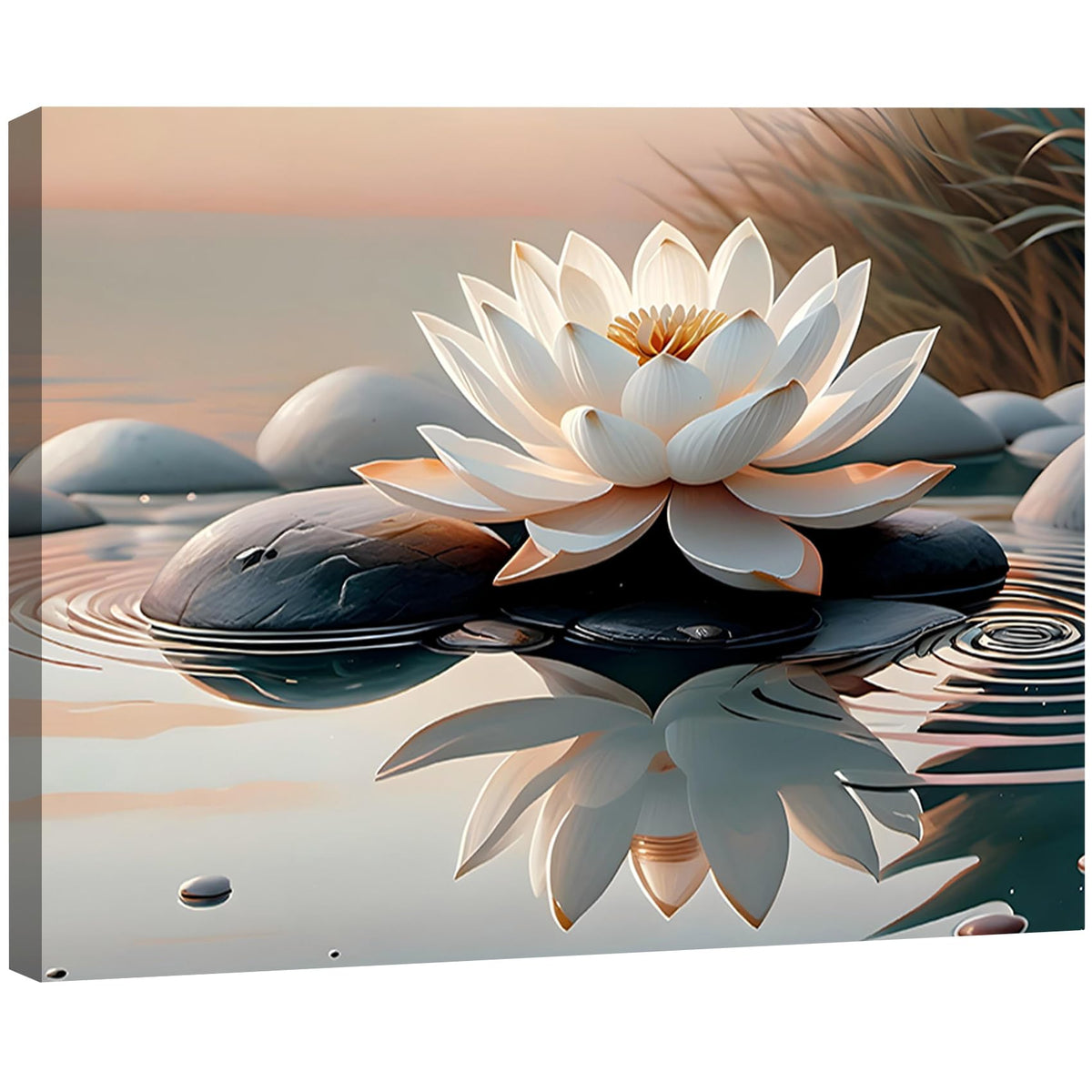 Elegant Lotus Flower Canvas Wall Art (Pictures1 / 30"L x 20"W)