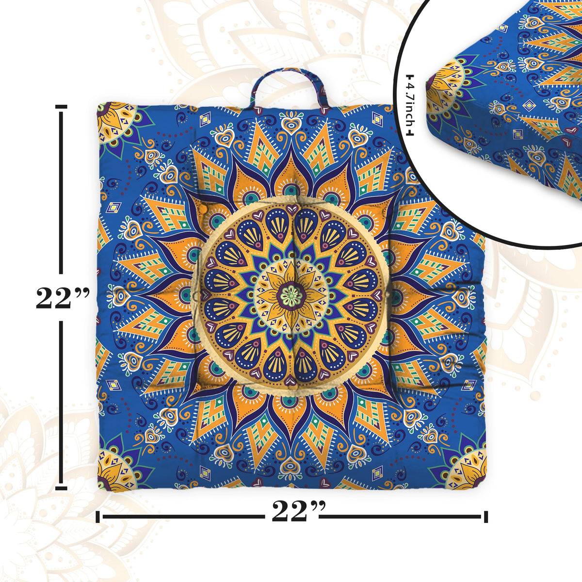 Mandala Meditation Cushion (12.mandala Meditation Cushion-1 / 22x22 inch square)