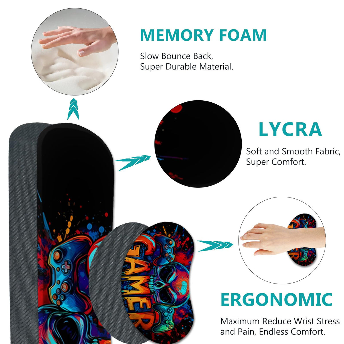 Large Gaming Mouse Pad Set (Skull Gamer)