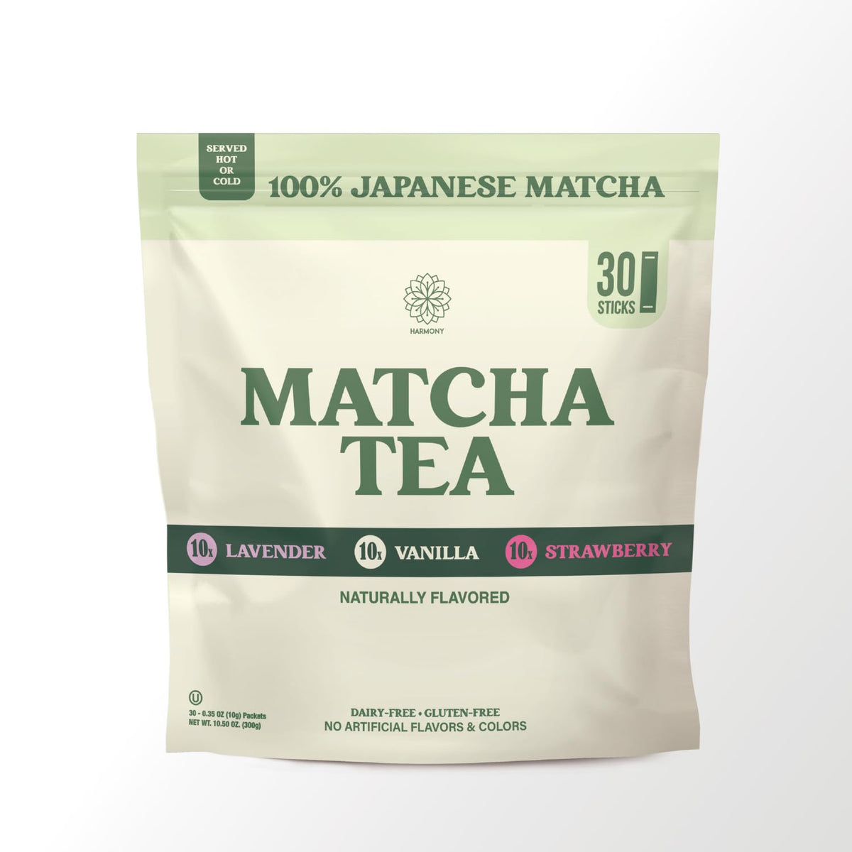 Harmony Matcha Tea Variety Pack 30 Sticks Bulk Bag (30 Servings)