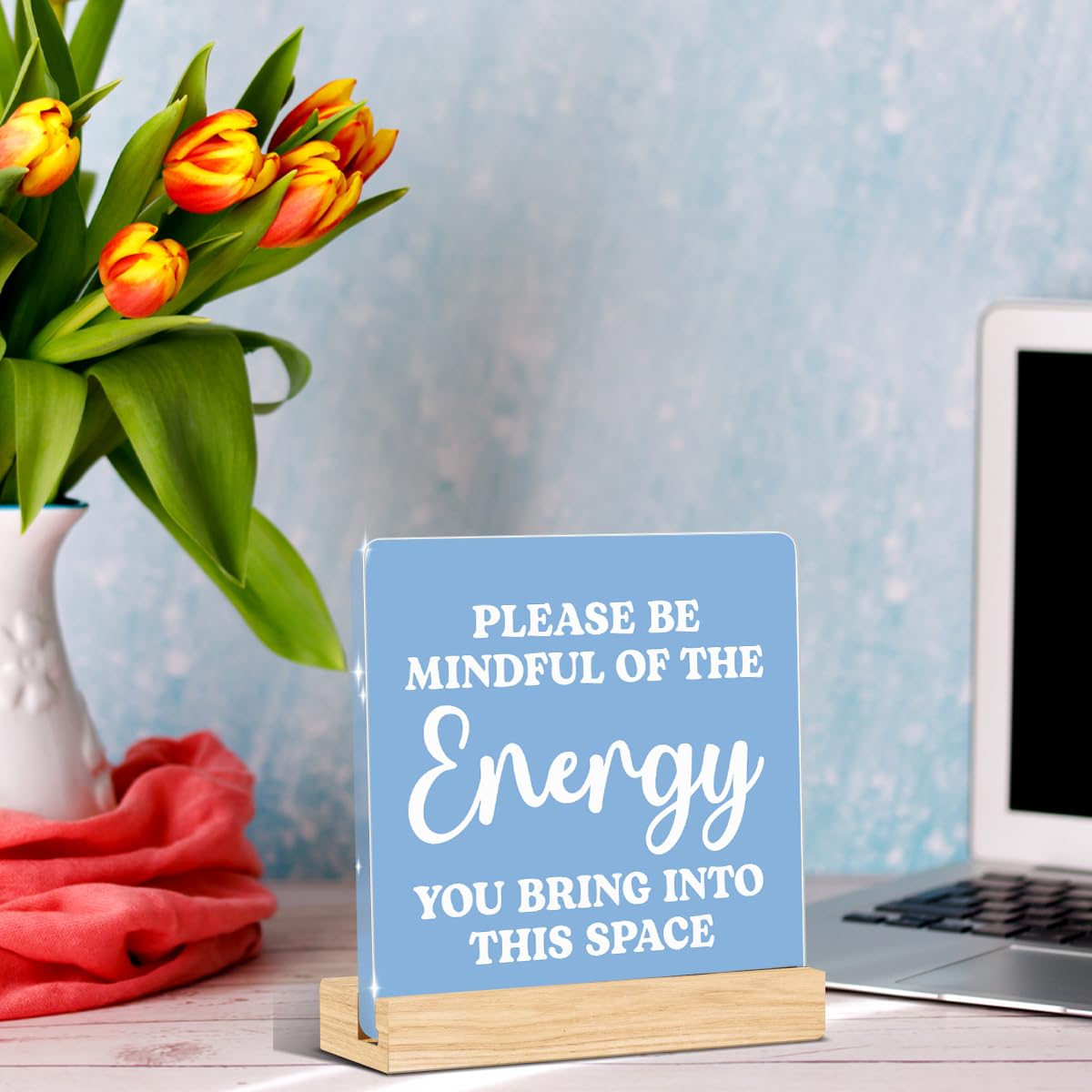 Blue Room Decor Zee Decor Spiritual Acrylic Motivational Gifts (Blue Please Be Mindful Of The Energy You Bring Into This Space)