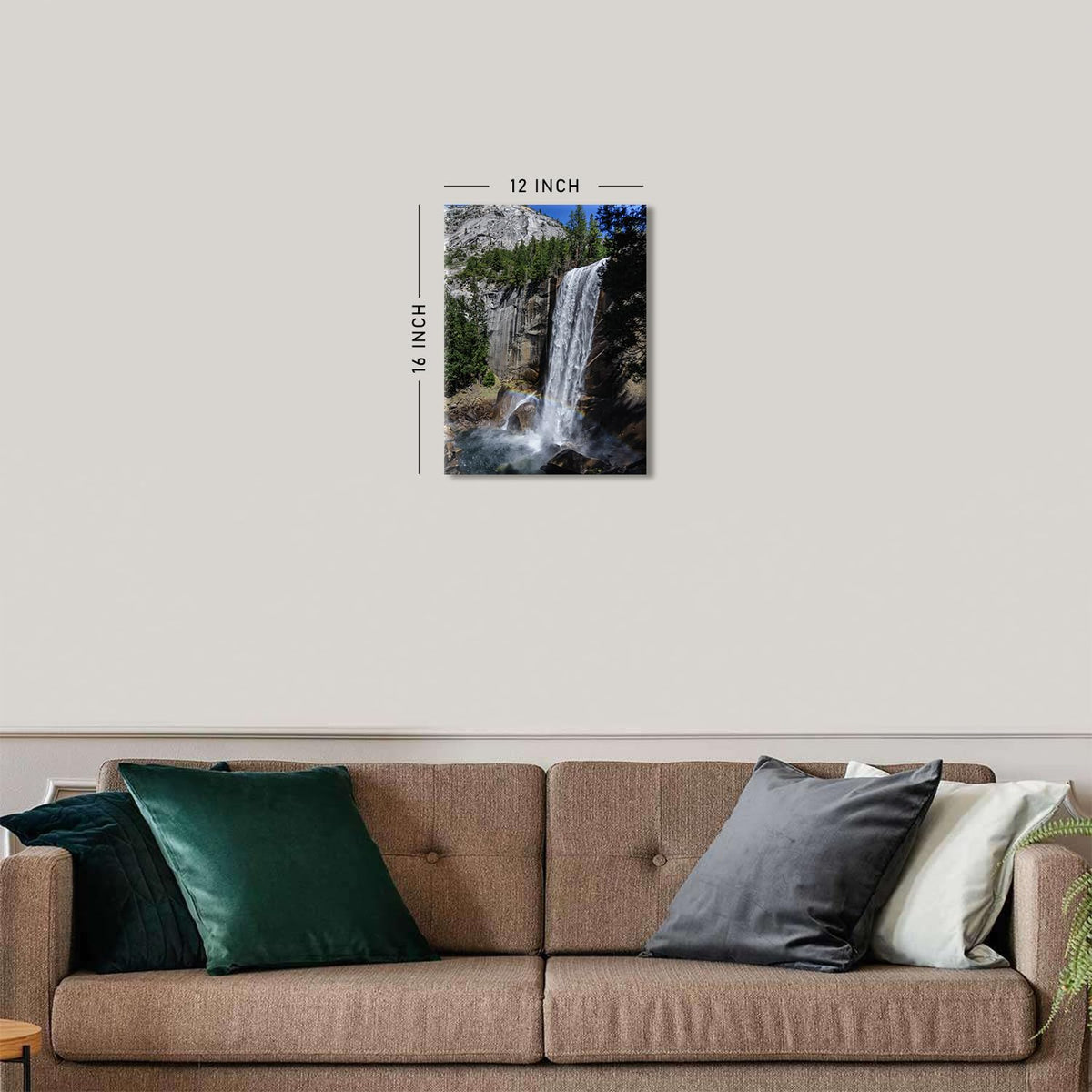 Waterfall Wall Art Nautre Landscape Canvas Pictures Yosemite National Park Posters Mountain Forest Tree Painting Prints Modern Zen Botanical Aesthetic Canvas Artwork for Bedroom Home Decorations 12x16" (16"L x 12"W / Rainbow)