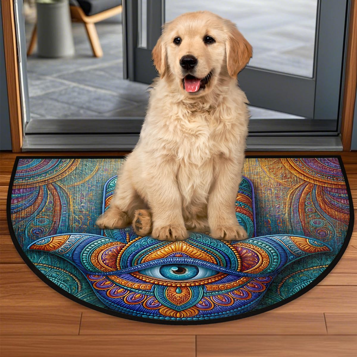 Mandala Half Round Door Mat Semi Moon Rug Fireplace Carpet Area Rugs (Color:47)
