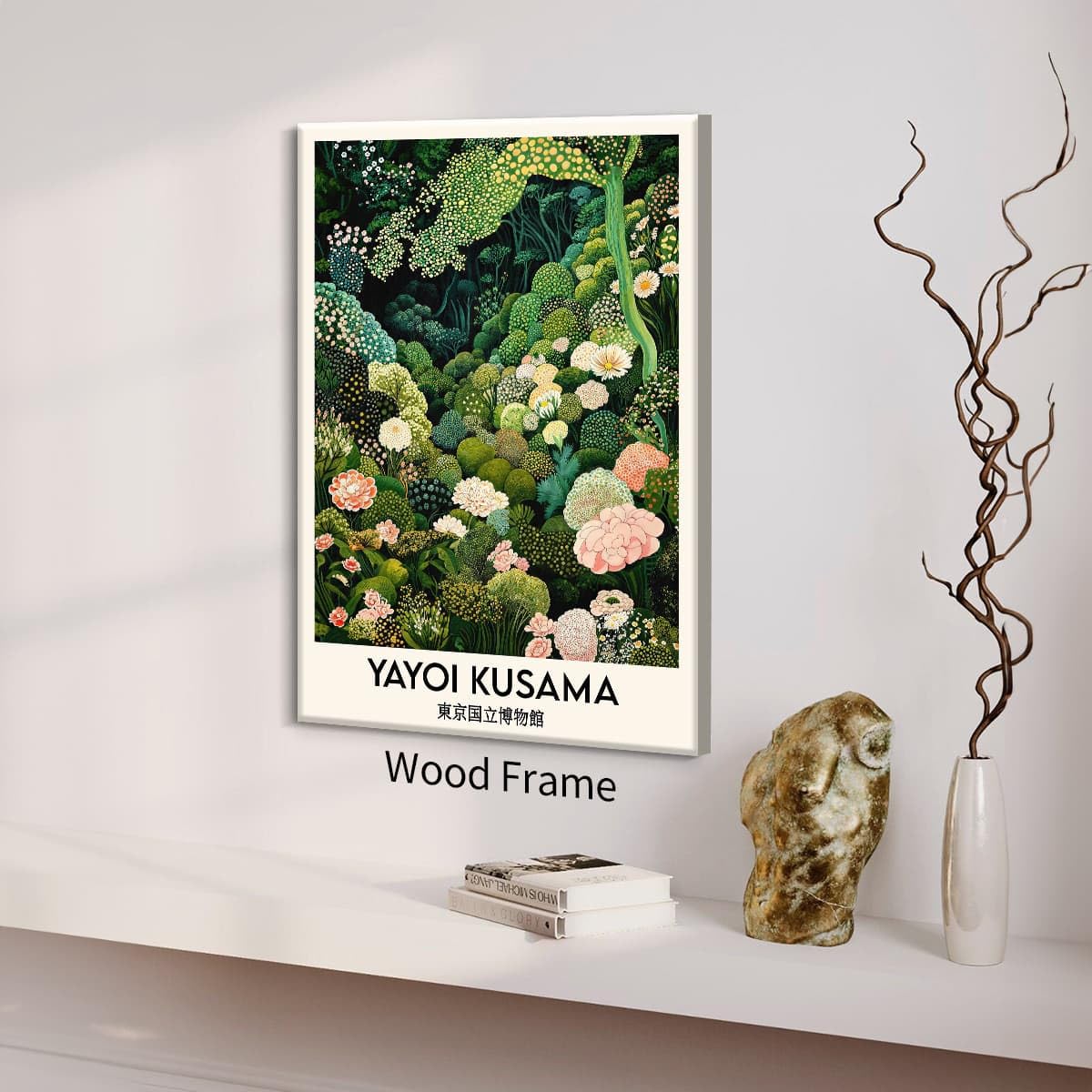 Yayoi. Kusama Framed Wall Art (Wrapped Canvas / Japanese Art 006 / 16"L x 12"W)