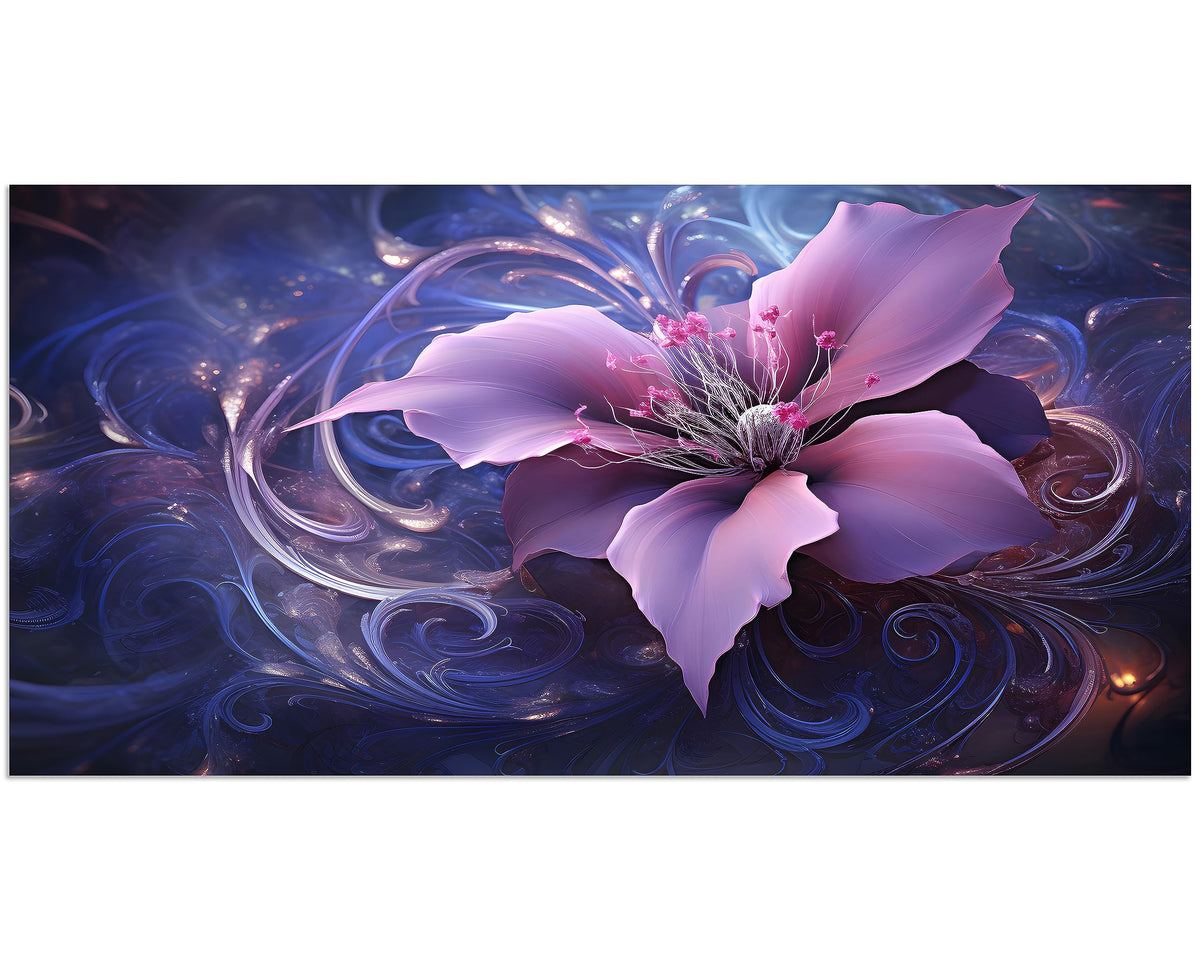 1 Panel Purple Picture Wall Art Purple Canvas Wall Art Abstract Plum Color Flower Print on Canvas Flower Painting for Bedroom Home Decor Living Room Stretched and Framed 16x32 inch (32"L x 16"W / Purple Flower 2)