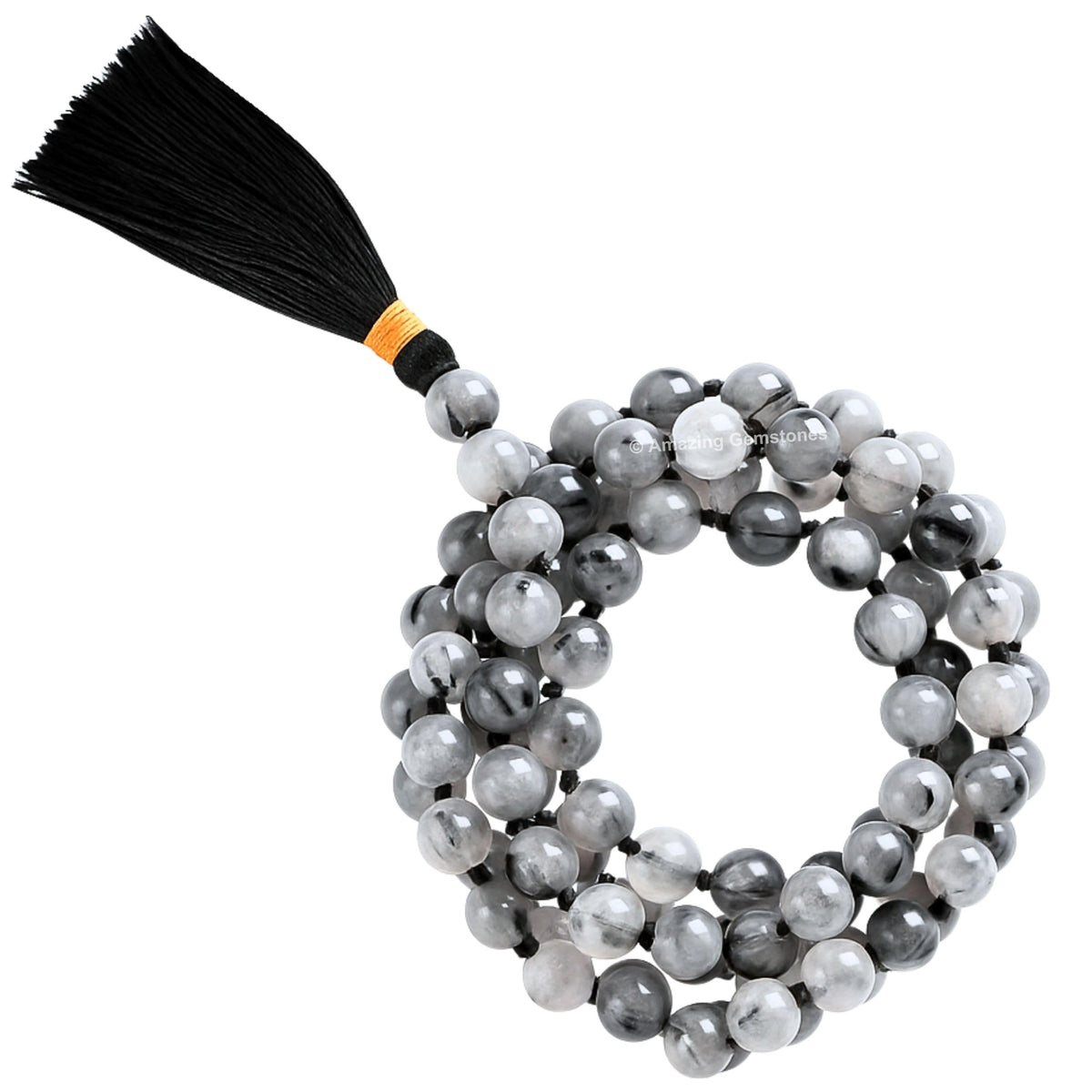 Black Rutilated Quartz Mala Knotted (Black Rutilated Quartz / Knotted)