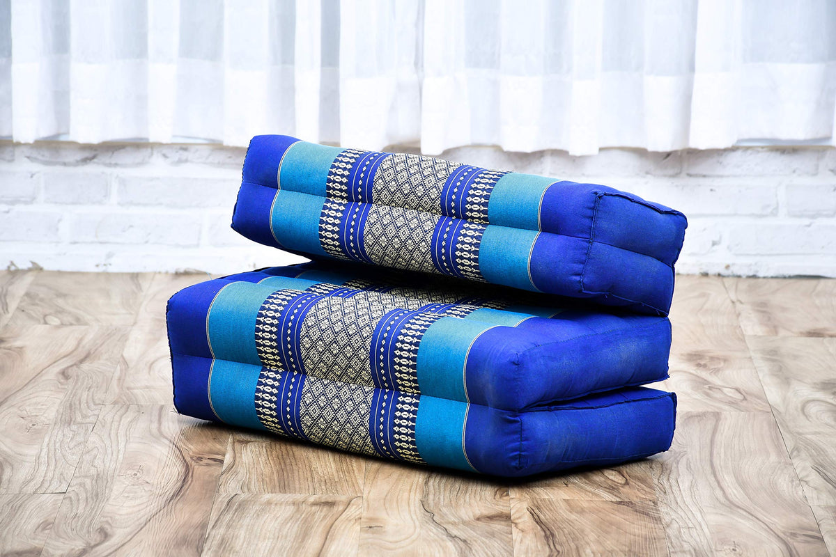 Foldable Meditation Cushion 20 x 28 x 4.5 inches Kapok Floor Seat (Sf28 - Blue)