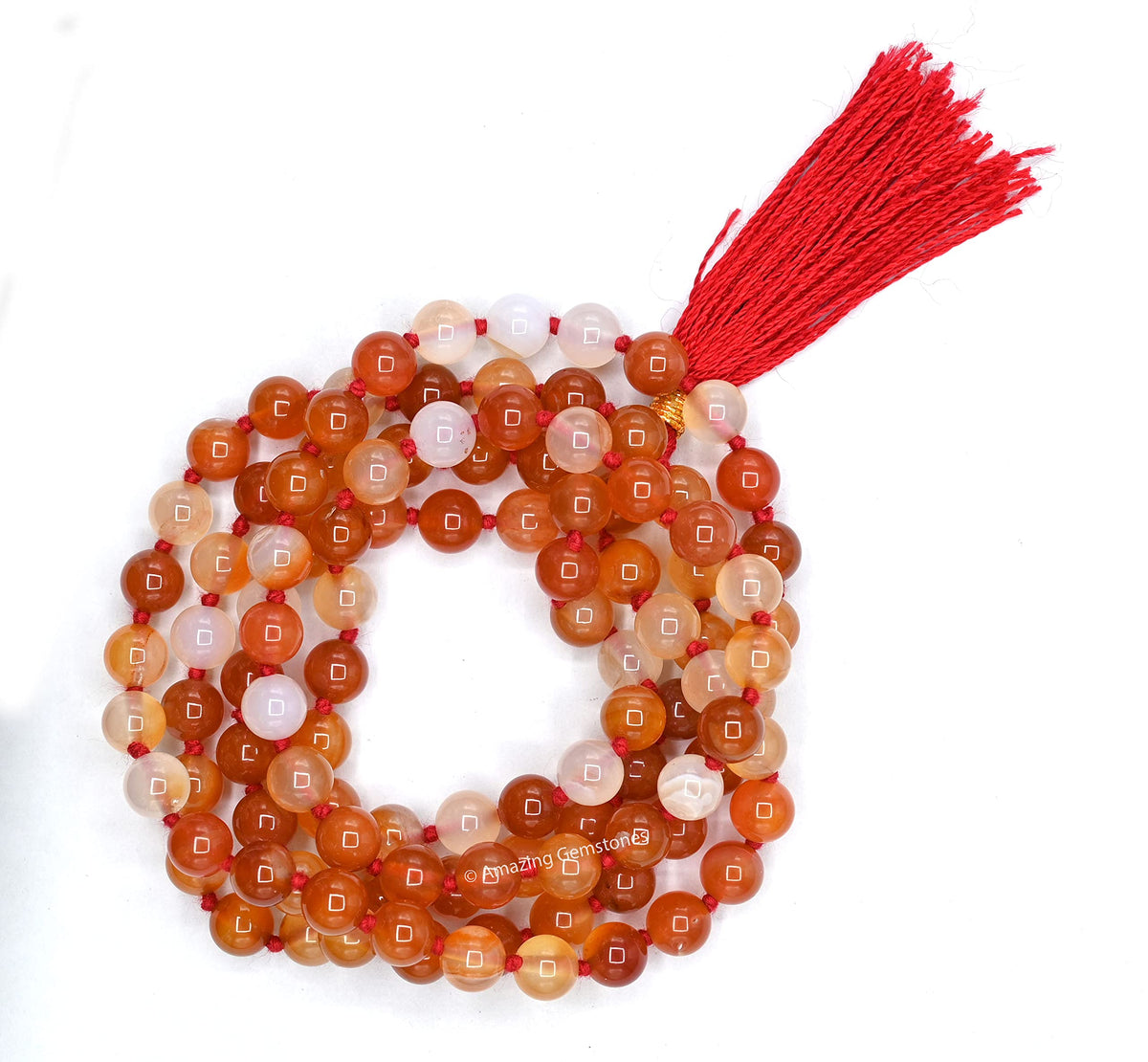 Carnelian Buddhist Prayer Beads Japa Mala with 108 Meditation Beads (Hand Knotted / Carnelian)