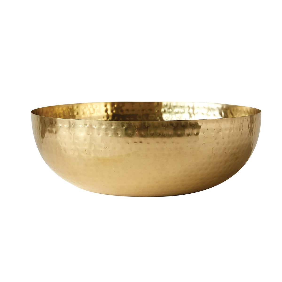 Round Hammered Metal Serving and Mixing Bowl (Gold Finish)