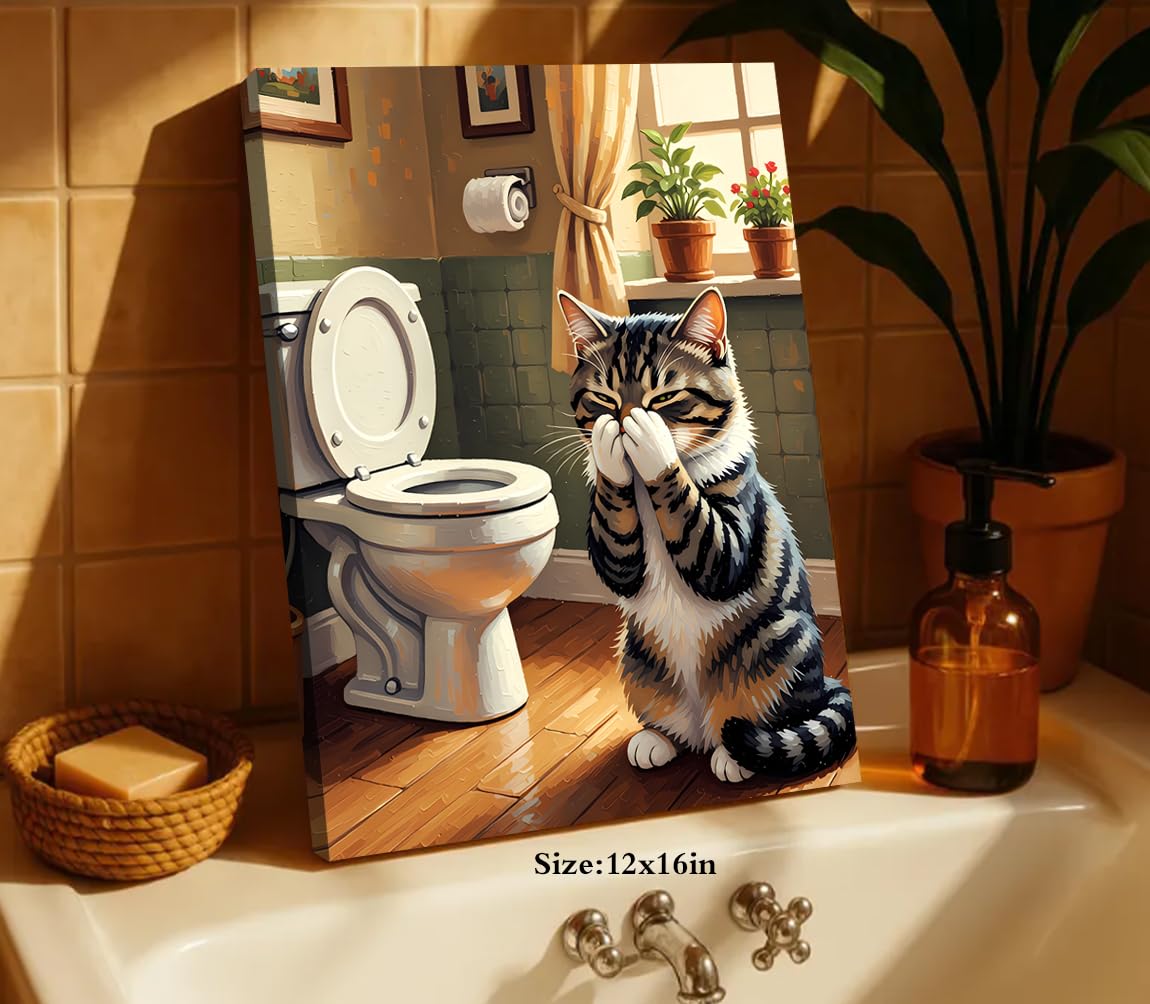 Funny Cat Bathroom Wall Art Prints Poster (Funny Cat Bathroom Wall Art Prints Poster)