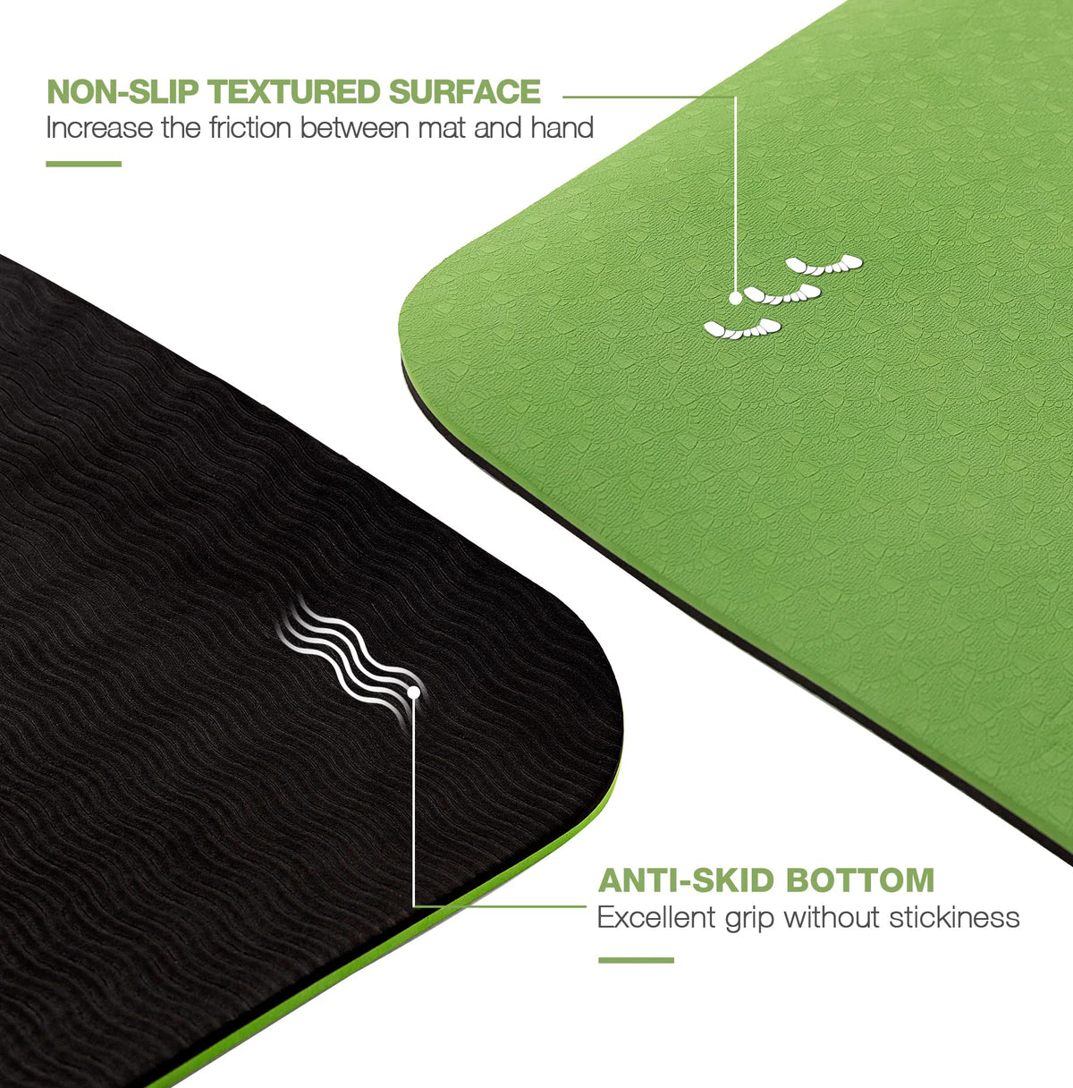 Yoga Mat Extra Thick 1 (72"x24"x1/3" / Vibrant Green & Black)