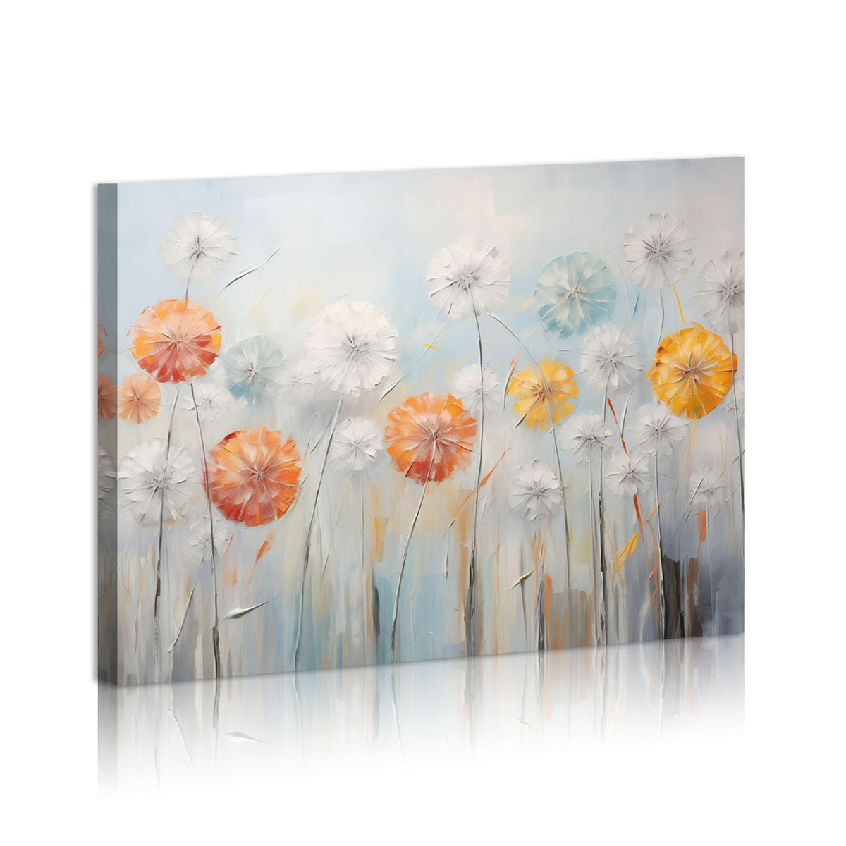 Dandelion Canvas Wall Decor Floral Painting White Bloosom Artwork for Living Room Bedroom Bathroom Home Office Decor Framed Ready to Hang 12x16 inches (16"L x 12"W / Dandelion)