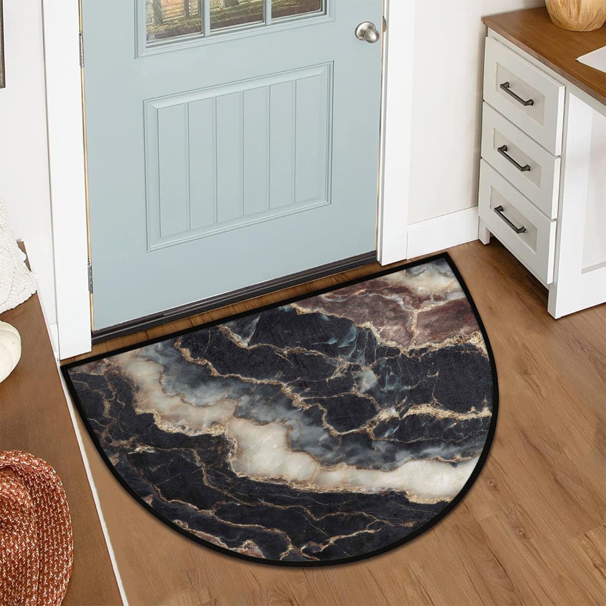 Marble Half Round Rug Half Moon Door Mat Half Circle Rugs (B:d-color 14)