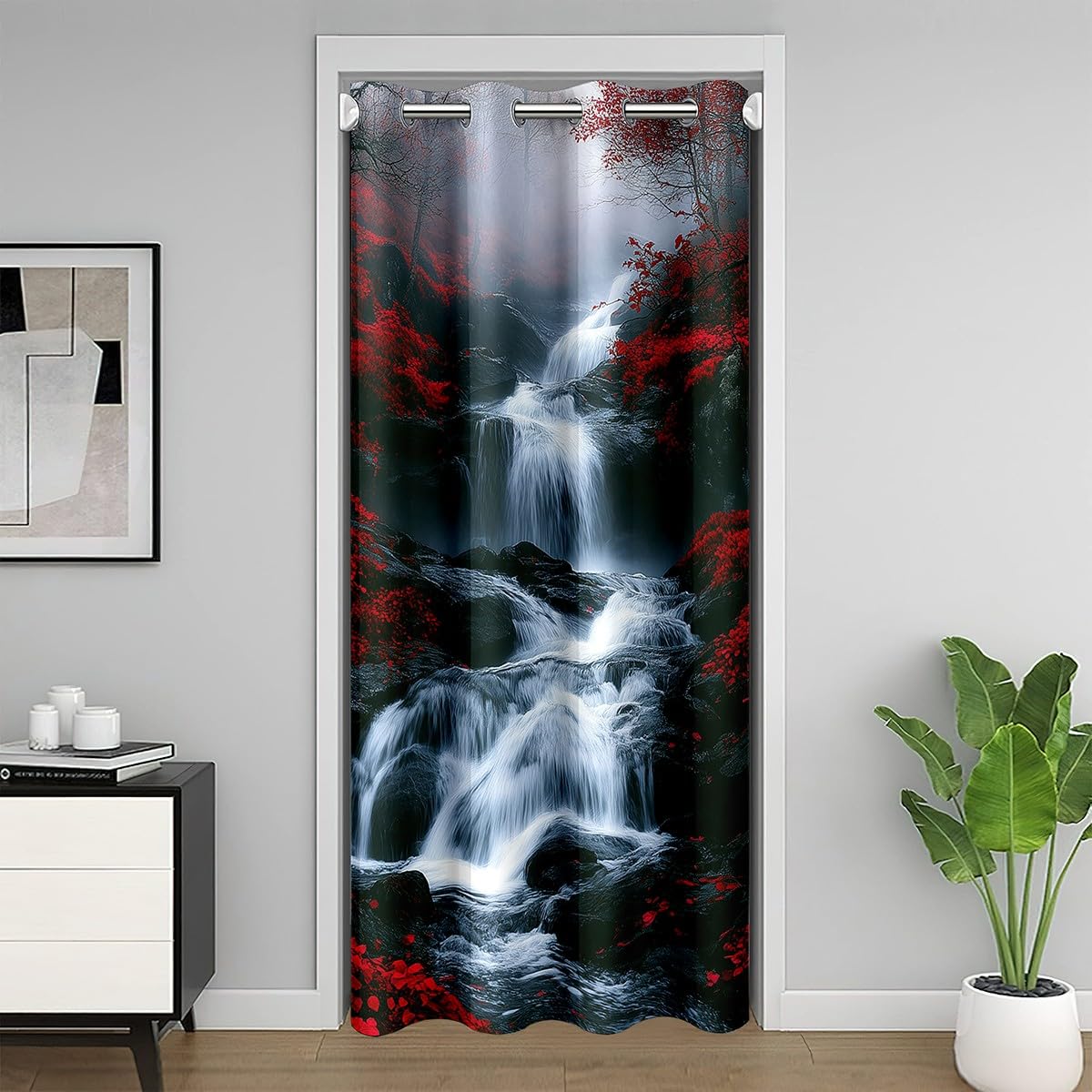 Door CurtainInch 1 Panel for Doorway Privacy Boys Girls 42"x84" (White and Red / 42"W x 84"L (Pack of 1))