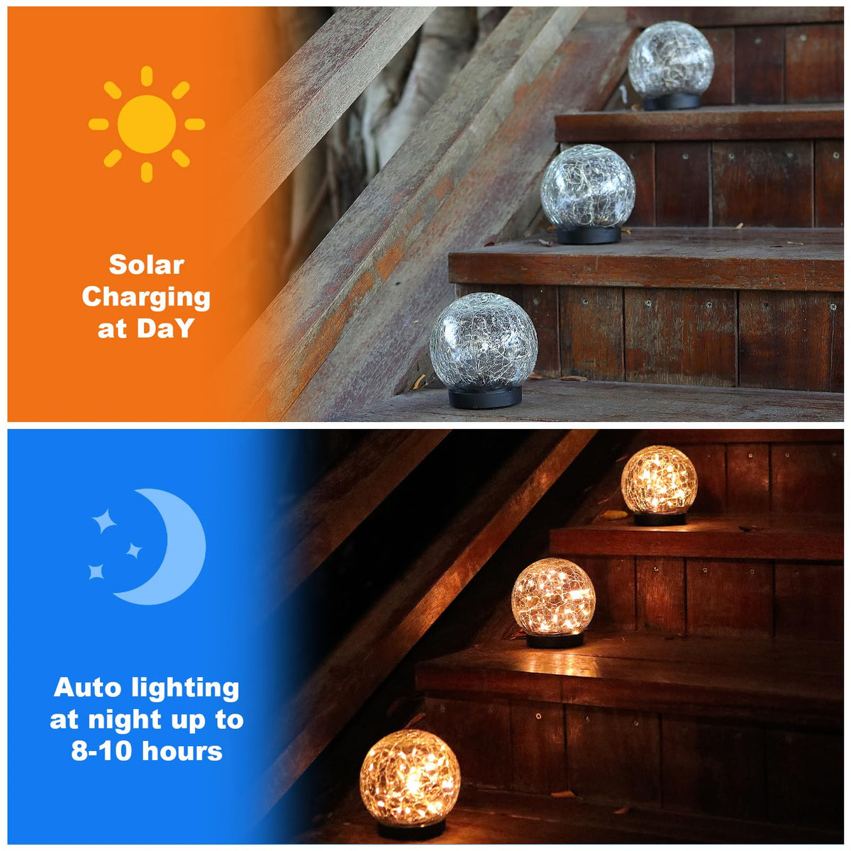 Solar Globe Lights Outdoor Waterproof (Warm White / 8 globes)