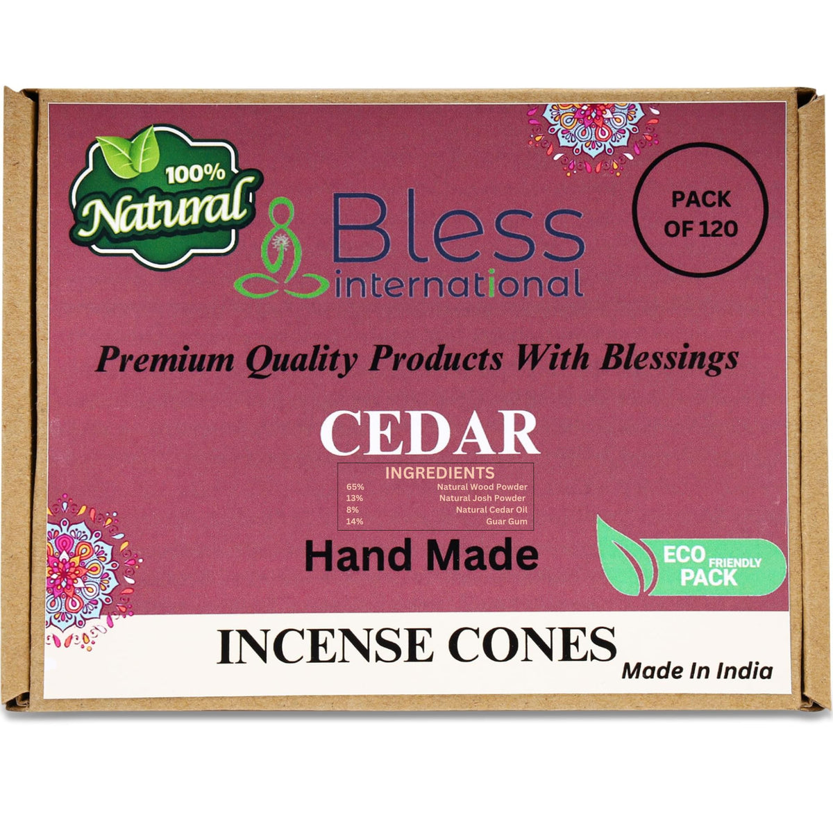 Cedar 100% Natural (Cedar / Pack Of 120 Cones)