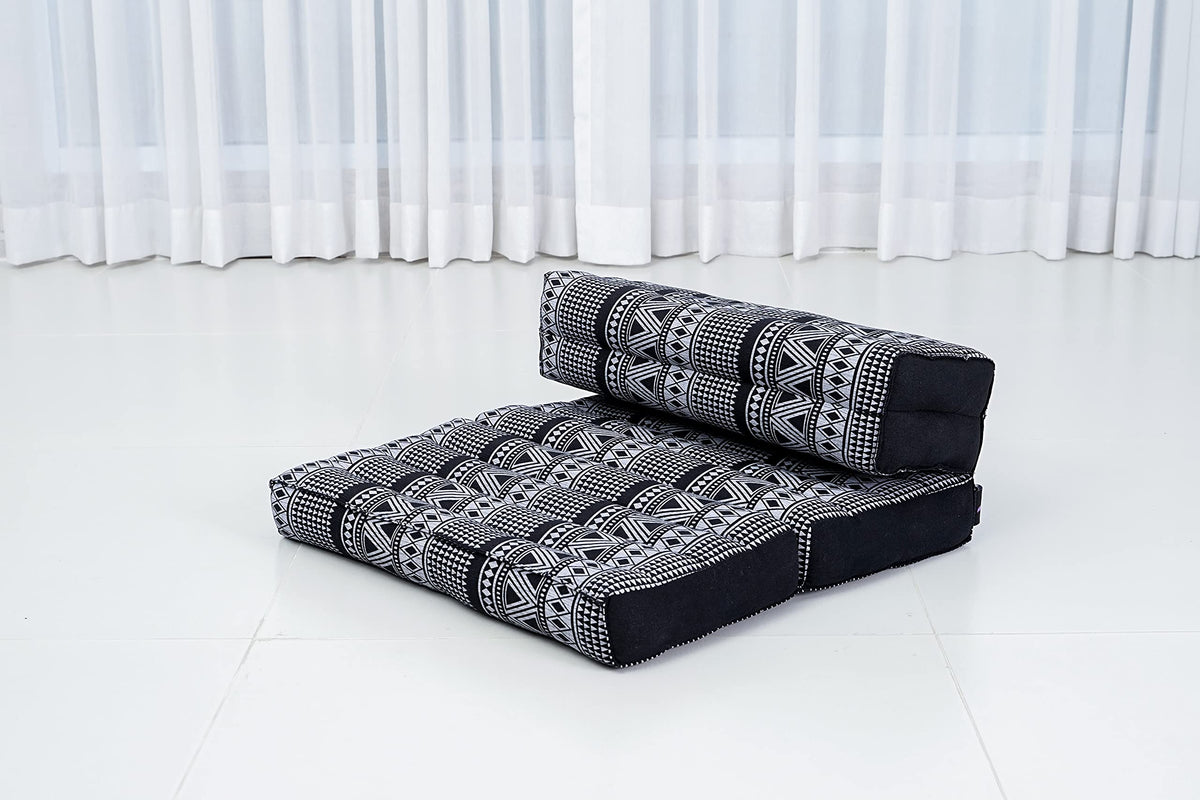 Foldable Meditation Cushion 20 x 28 x 4.5 inches Kapok Floor Seat (Cbt3 - Black)