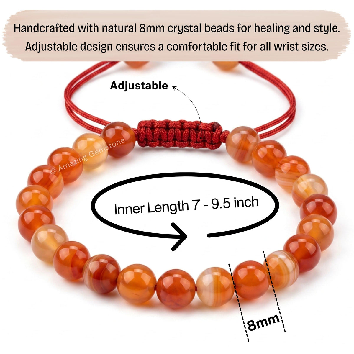 Carnelian Bracelet for Women Men's Gifts (Carnelian)