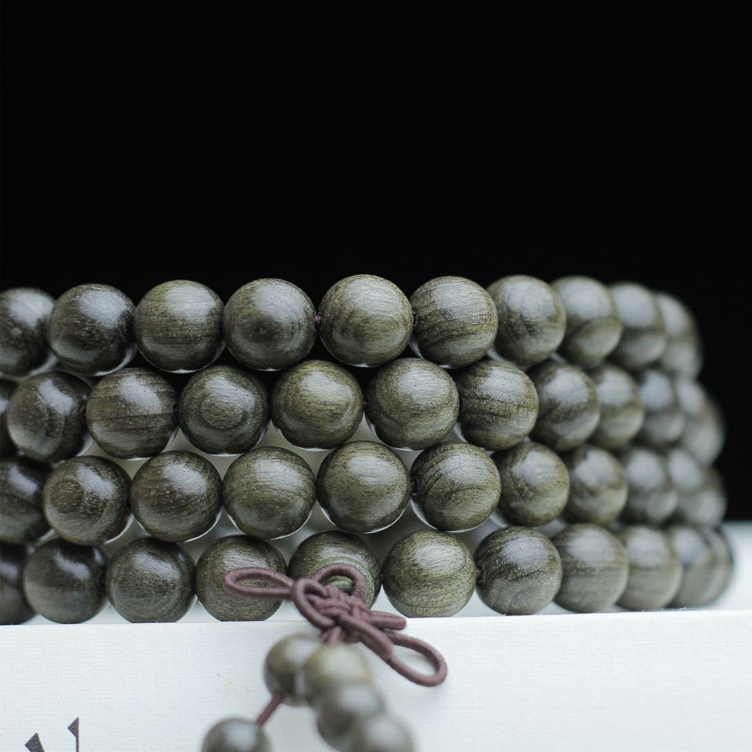 Unisex Burried Ebony Prayer Beads Buddha Buddhist Prayer Beads Meditation Mala Necklace Bracelet (08mm 108 Beads)