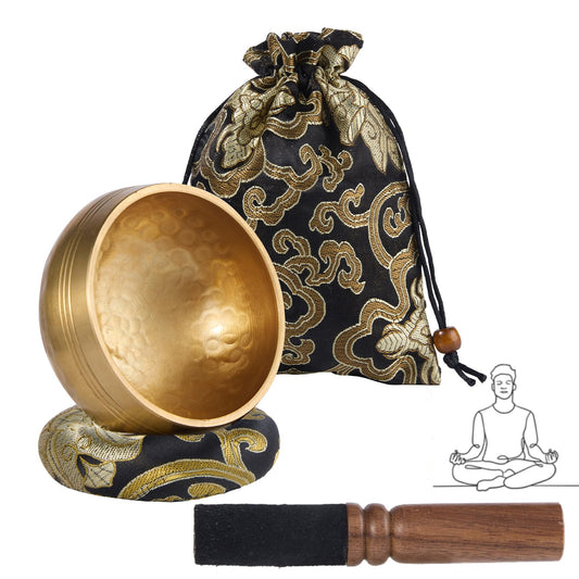 Tibetan Singing Bowl Set 3.15 Inch Copper Sound Bath Bowl (Type2 Copper Singing Bowl Set with Gift Box)