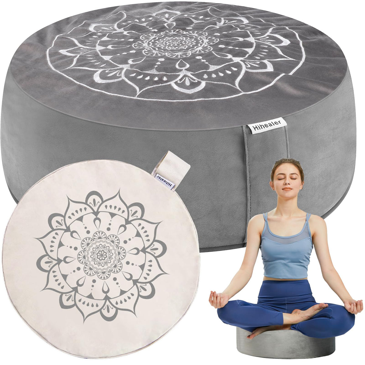 Meditation Cushion (Calmly Grey & White)