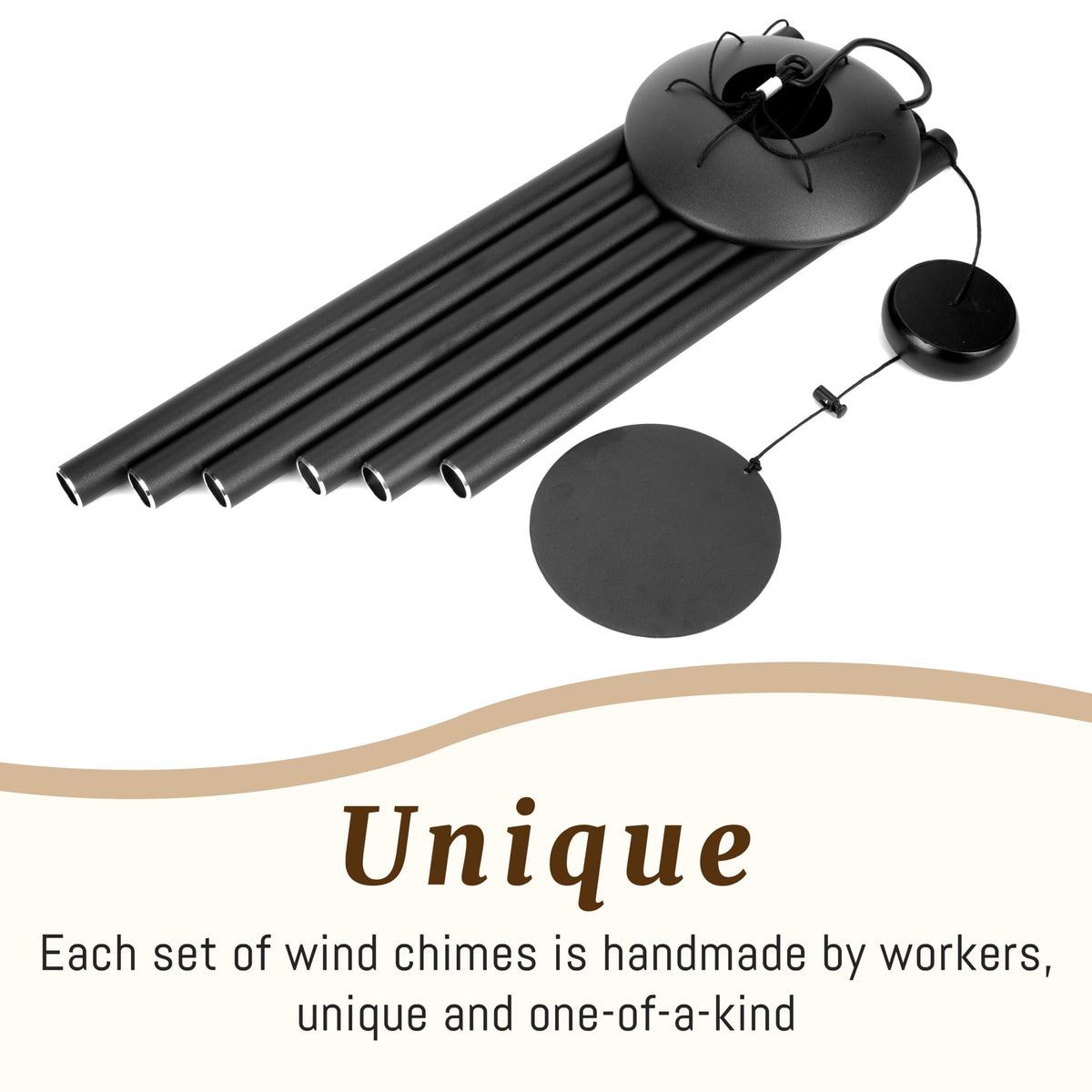 38" Wind Chimes for Outside (Thick Black / 38")