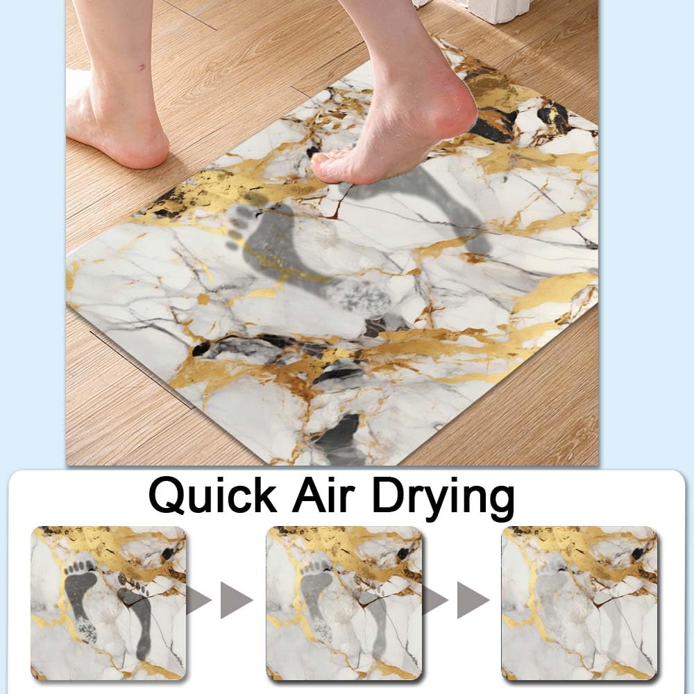 Bath Mat Bathroom Rug (Abstract Marble Gold- / 16 x 24 inches)