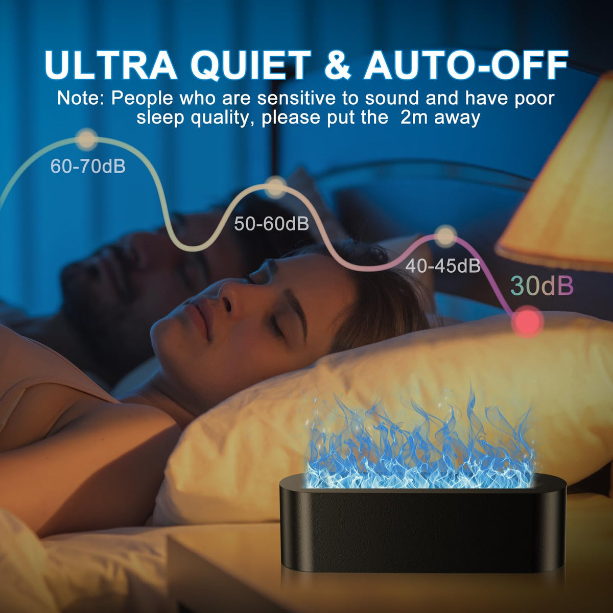 Colorful Flame Fire Diffuser Humidifier (Black Colored Light)