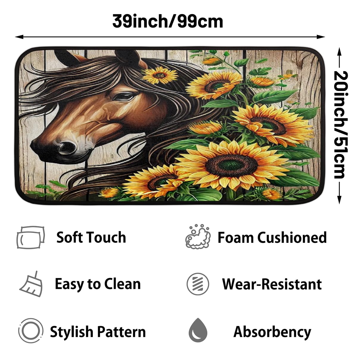 Horse Kitchen Rugs Kitchen Mats Non Slip Floor Mat (Color 19)