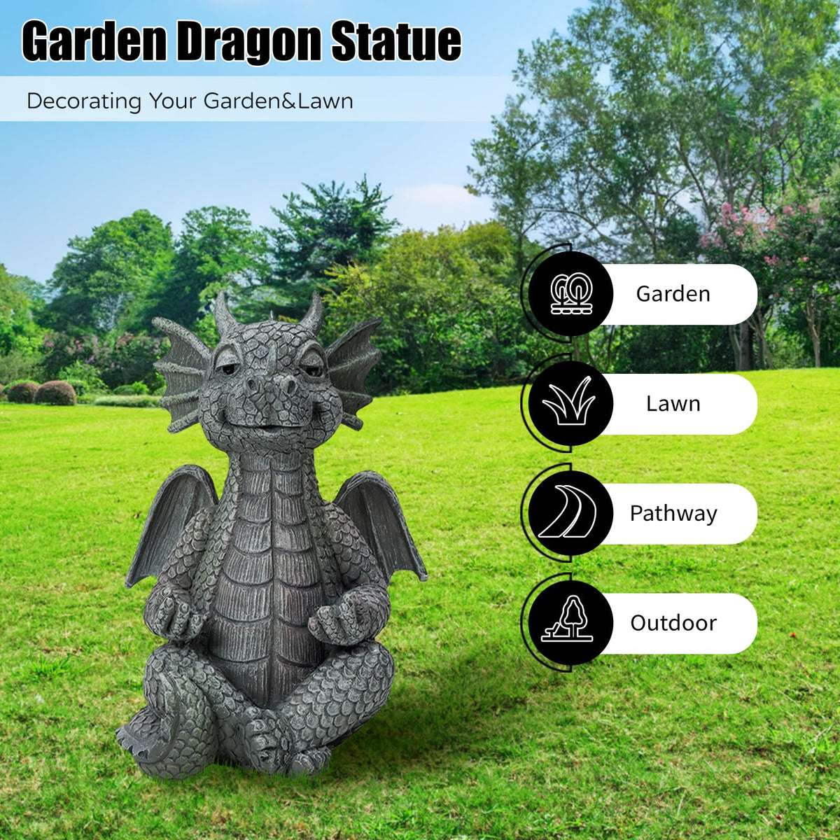 Garden Dragon Statue Decor (Hands Flat)