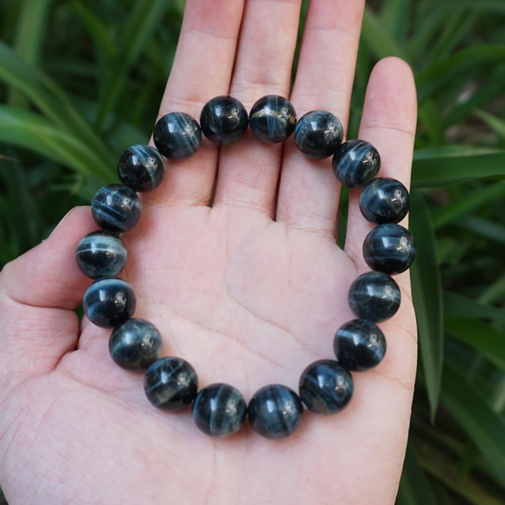 Blue Tigers Eye Mens Bracelet 12MM (12MM Blue Tigers Eye Mens Bracelet)