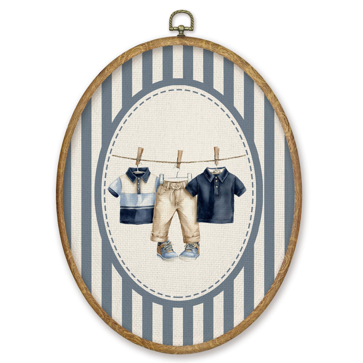 Vintage Boy Nursery Oval Wall Art Decor (Color041)