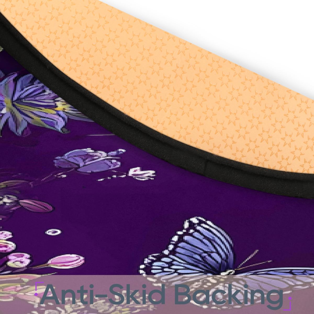 5 Ft Purple Flowers Round Rug Circle Area Rugs Circular Door Mat for Indoor (Color33 / 5'3" (Round))