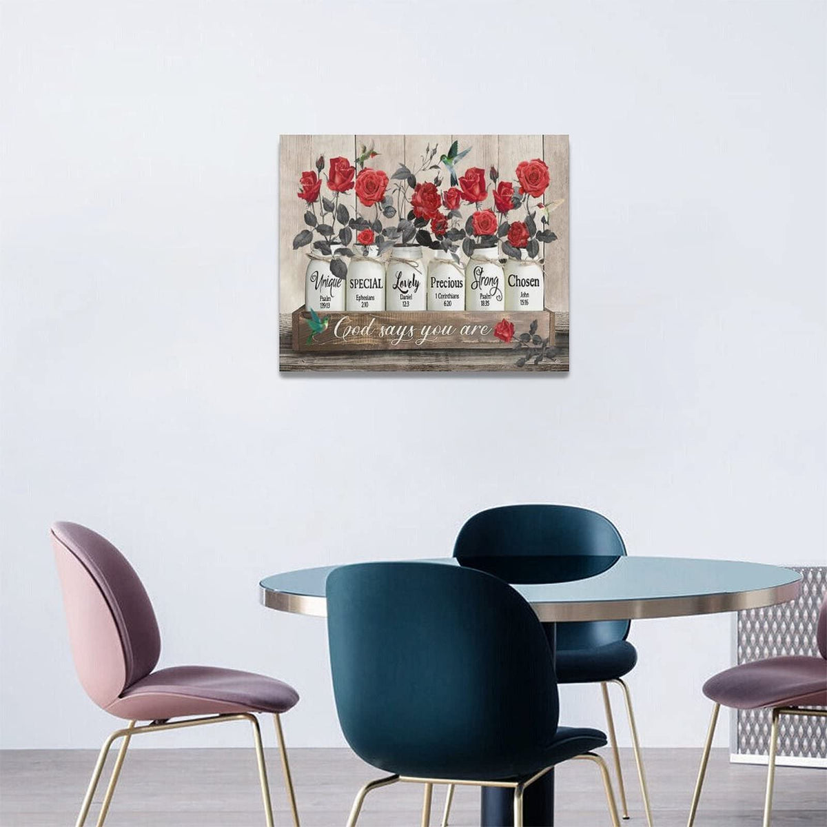 Red Rose Wall Art Farmhouse Rose Pictures Wall Decor Rustic Flower Canvas Painting Prints God Says You are Modern Artwork Home Decoration for Bathroom Bedroom Living Room 20"x16" (Rose / 20"L x 16"W)