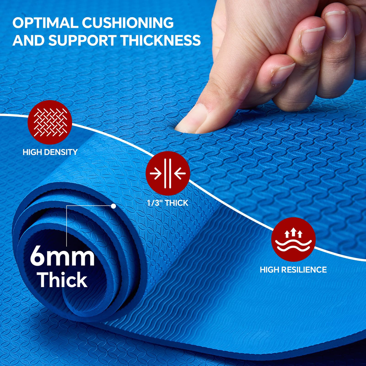 Extra Large Yoga Mat 6'x4' (Blue / 72" x 48" x 0.24")