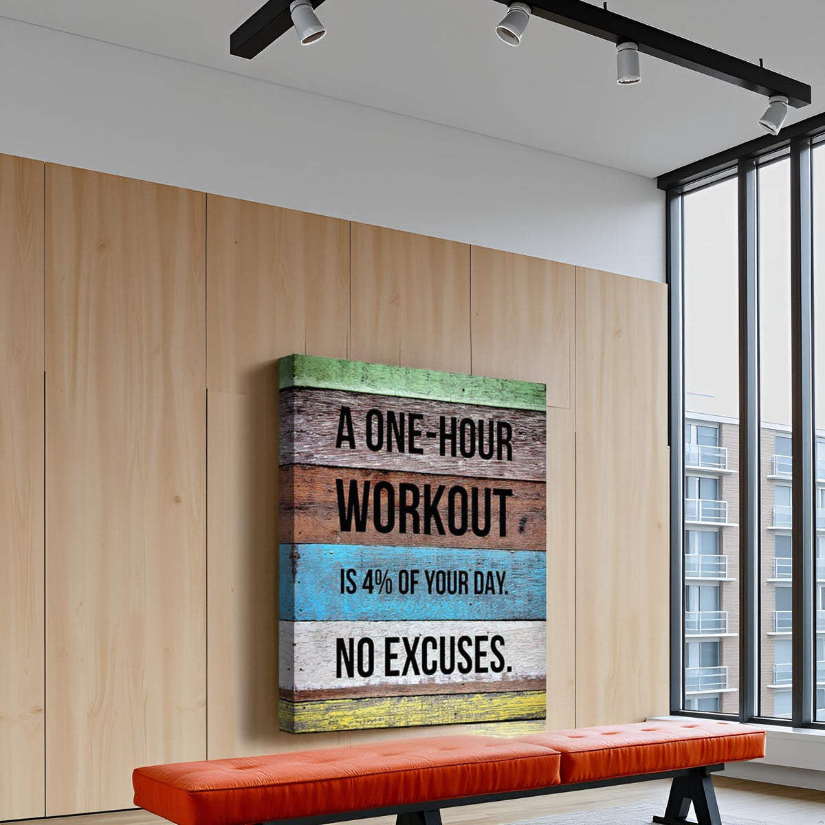 Workout Motivational Quote Gym Wall Art Fitness Bodybuilding (36"L x 24"W / Workout Motto)