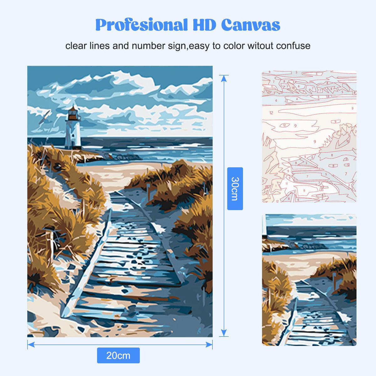 Beach Paint by Numbers Kit for Adults Beginner
