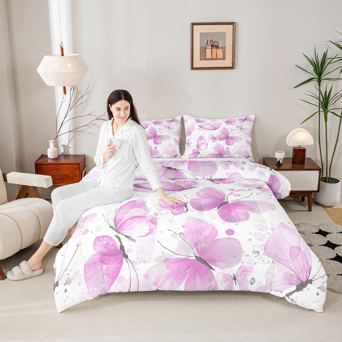 Girls Butterfly Comforter Set Toddler 3 Pcs for Kids Boys Girls (Multi 813 / Toddler)