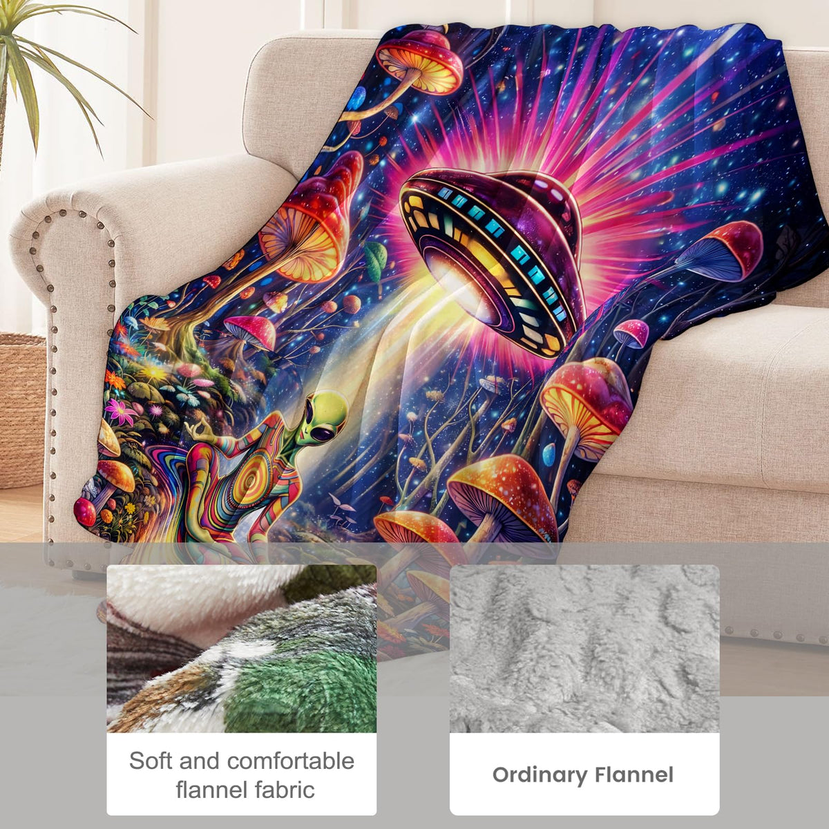 Alien UFO Blanket for Sci (60x50 Inch / Alien)