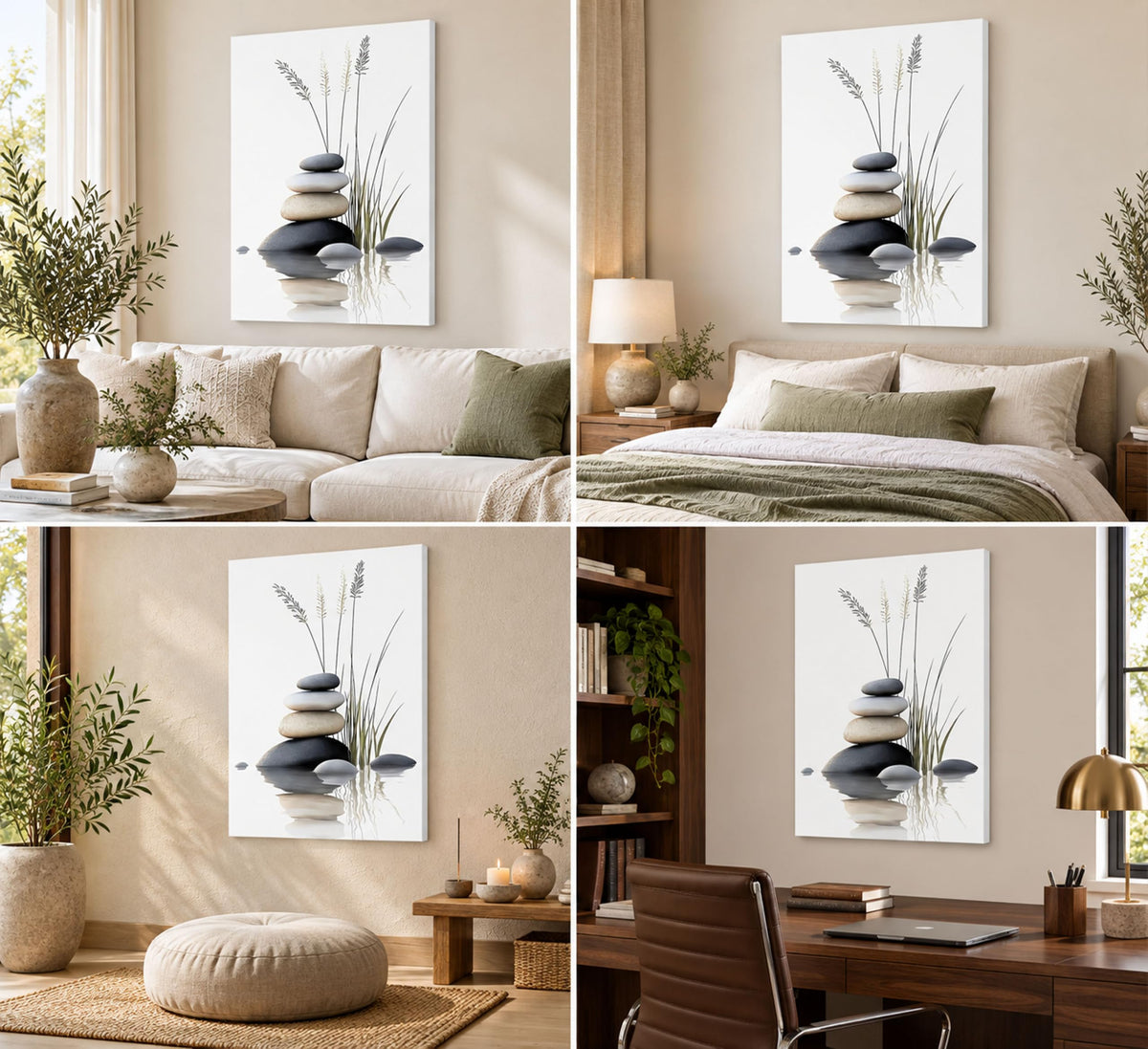 Zen Stone Canvas Wall Art 12x16in (Zen Stone-Canvas / 16"L x 12"W)