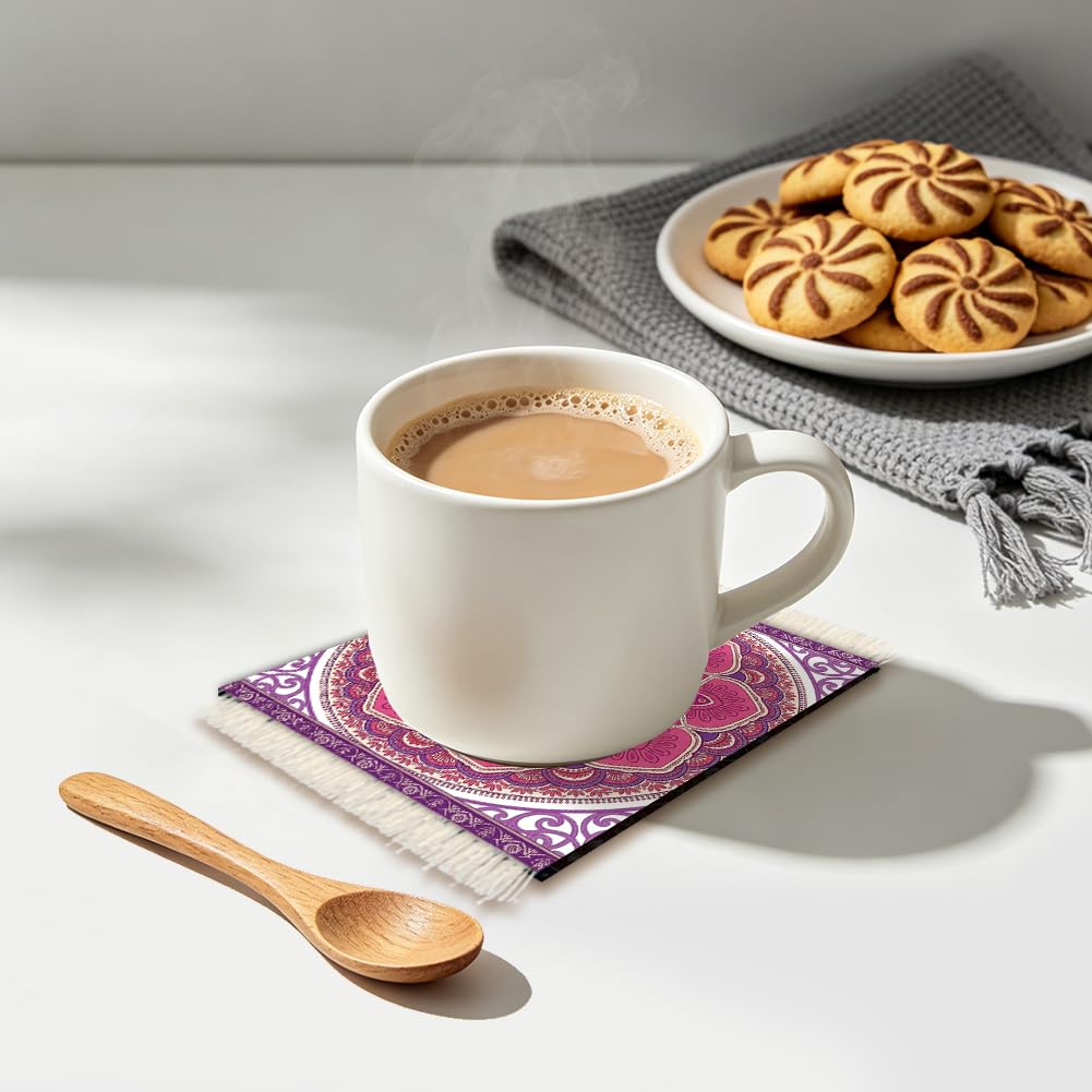 Mandala Pattern Carpet Coasters Set of 6 for Kitchen Office Home (Mandala Pattern)