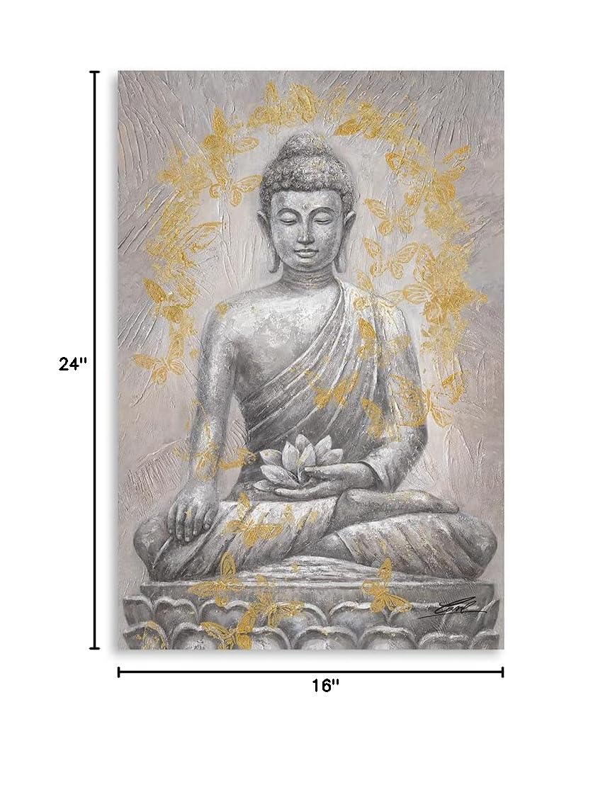 Buddha Canvas Wall Art Gold (24"L x 16"W / Brown Mandala Buddha)