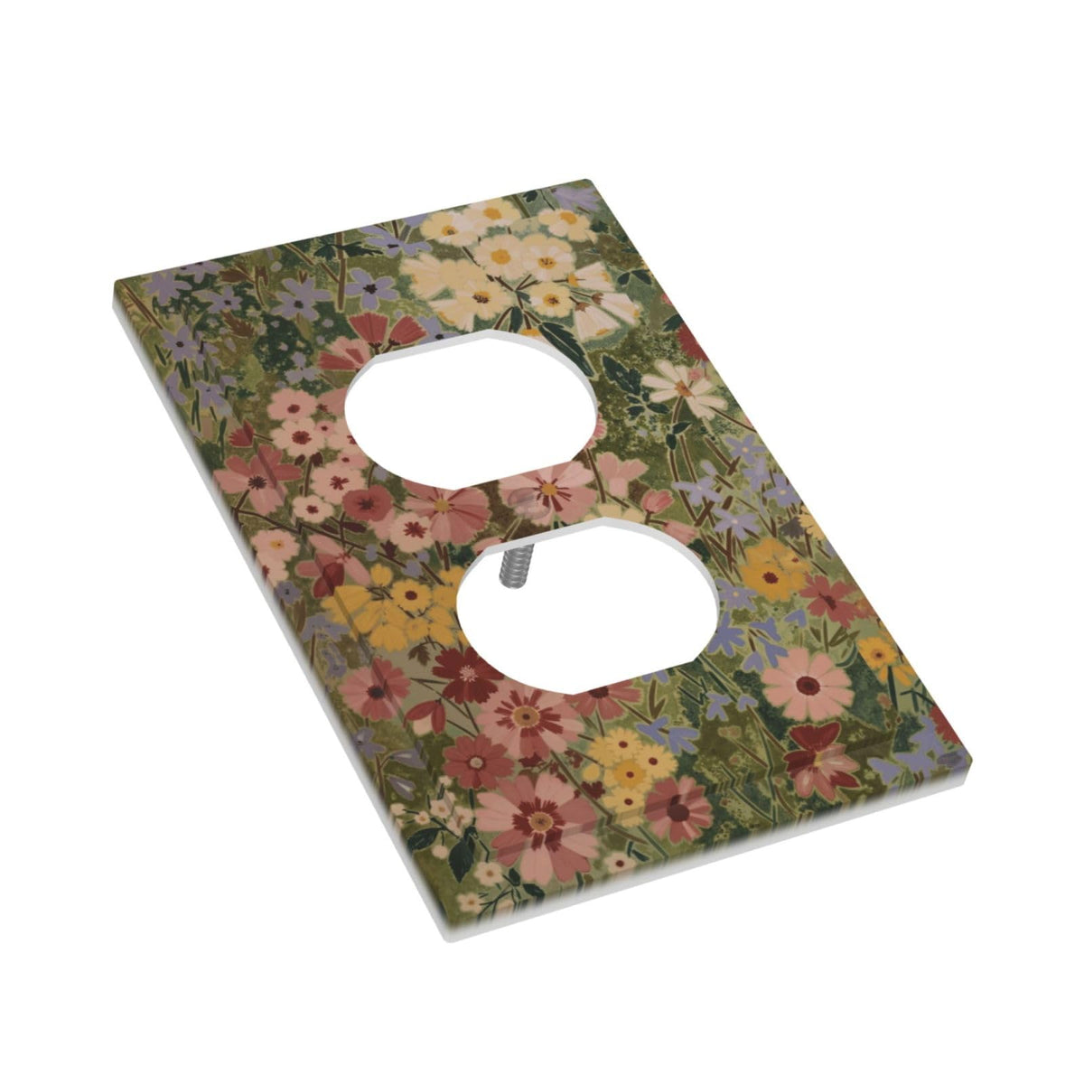 Rustic Colorful Floral Vintage Flower Decorative 1 Gang Receptacle Outlet Cover Electrical Duplex Wall Plate Single Duplex Wall Plate Light Switch Cover (Rustic Colorful Floral Vintage Flower / 1-Gang Duplex Mid)