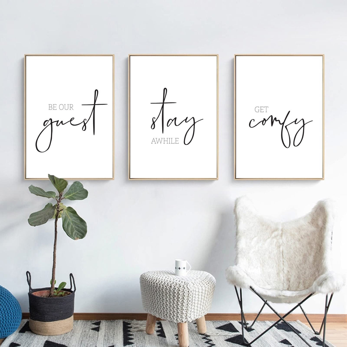 Be Our Guest Wall Decor Guest Room Wall Art Decor Stay Awhile Signs for Home Decor Minimalist Wall Art over the Bed Sign Guest Bedroom Wall Decor Canvas Painting 12x16 Inch (Guest Room Prints / 12x16 Inch Unframed)